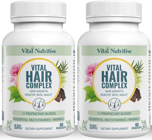 Hair Growth Vitamins for Women & Men - Biotin & Vitamin B Complex Supplement - Promotes Healthy Hair, Skin & Nails - Hormone & Gluten-Free - 120 Count