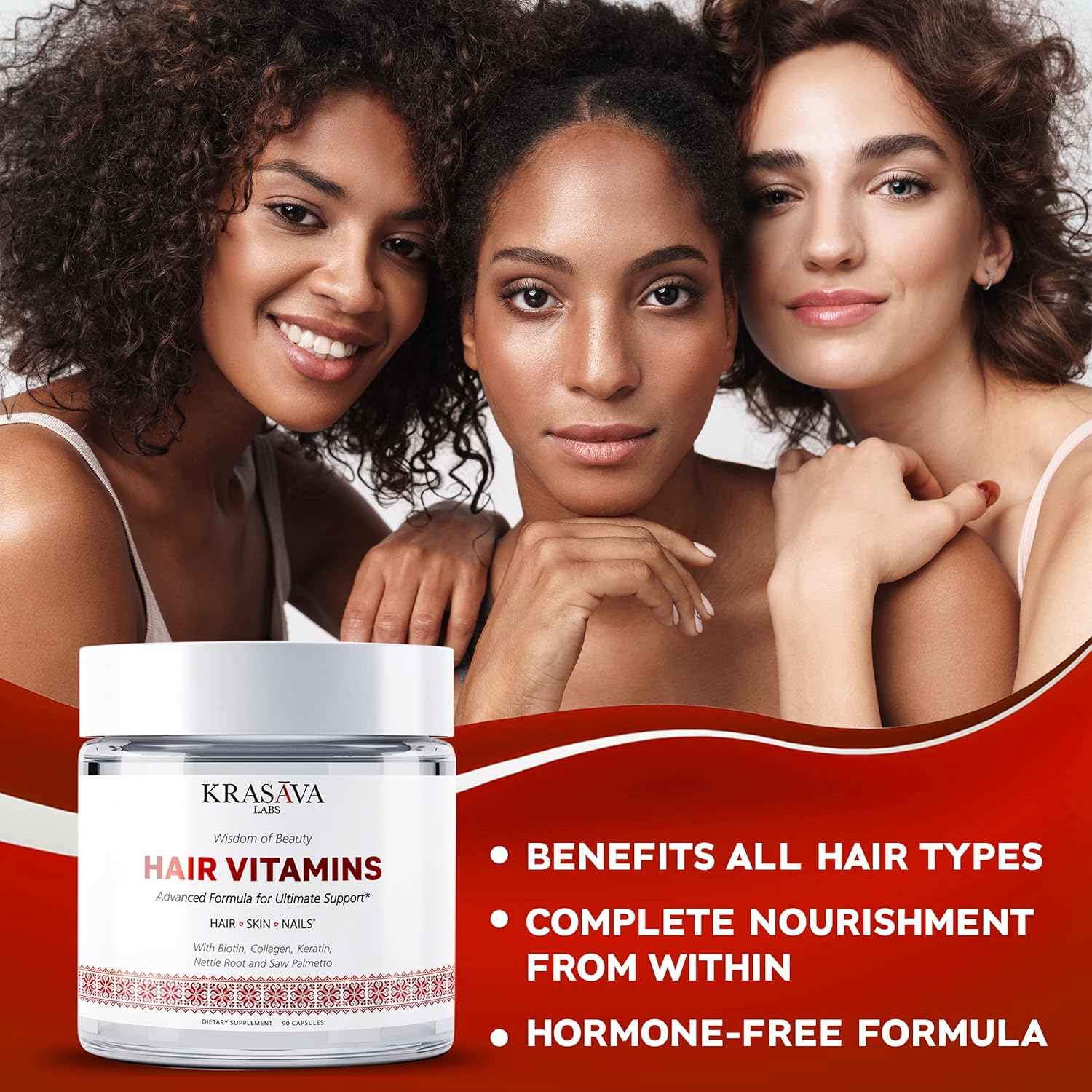 Hair Growth Vitamins with Biotin, Collagen, and Keratin for Healthy Hair - 90 Count