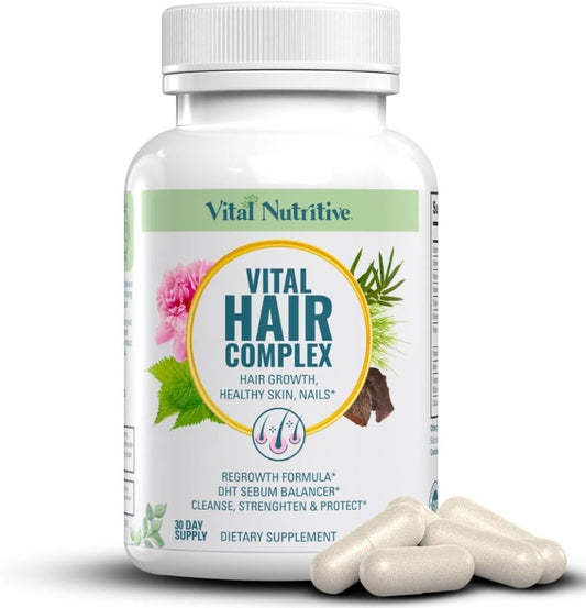 Hair Growth Vitamins with Biotin & Vitamin B for Healthy Hair, Skin & Nails - Hormone-Free & Gluten-Free Hair Supplement for Women & Men