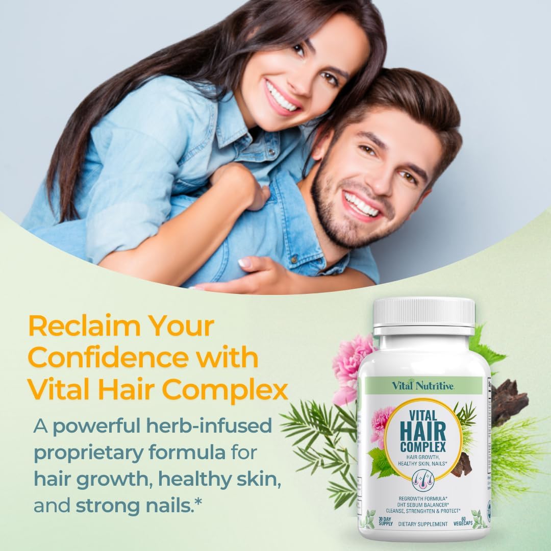 Hair Growth Vitamins with Biotin & Vitamin B for Healthy Hair, Skin & Nails - Hormone-Free & Gluten-Free Hair Supplement for Women & Men