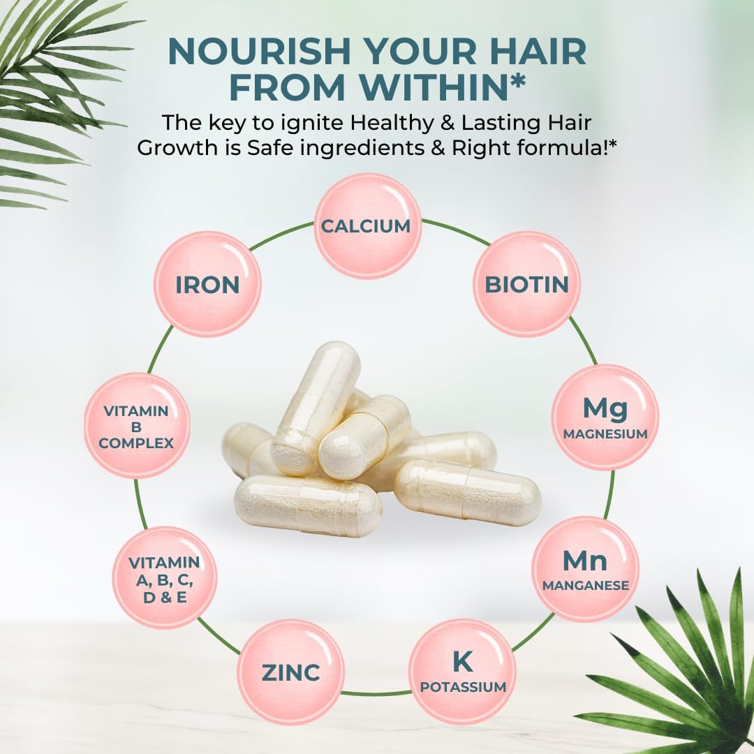 Hair Growth Vitamins with Biotin & Vitamin B for Healthy Hair, Skin & Nails - Hormone-Free & Gluten-Free Hair Supplement for Women & Men