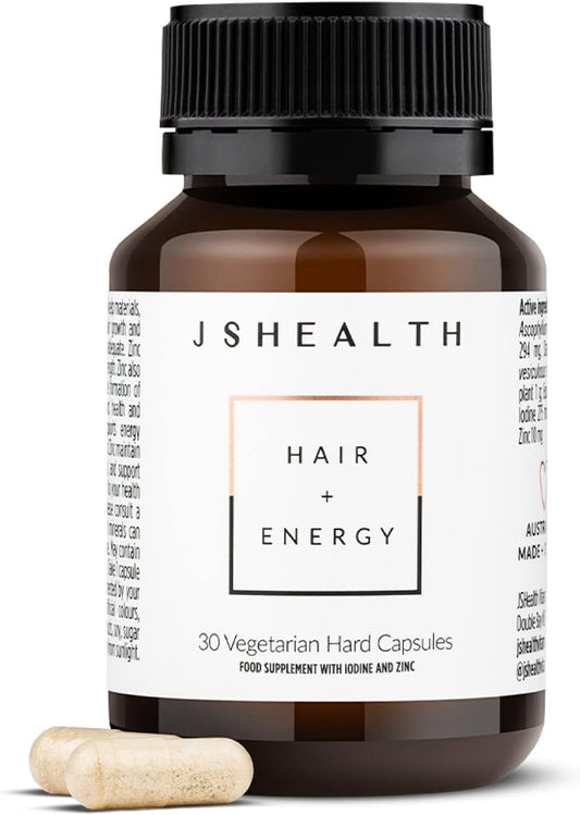 Hair Growth Vitamins with Zinc, Iodine, and Biotin for Men and Women - JSHealth Energy Formula for Hair Loss - 30 Capsules