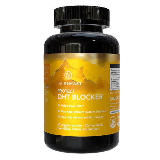 Hair ReGrowth Vitamins for Men - DHT Blocker Supplement with Saw Palmetto, Nettle, Green Tea, Pygeum Bark, Pumpkin Seed - Gluten-Free Formula - 60 Count