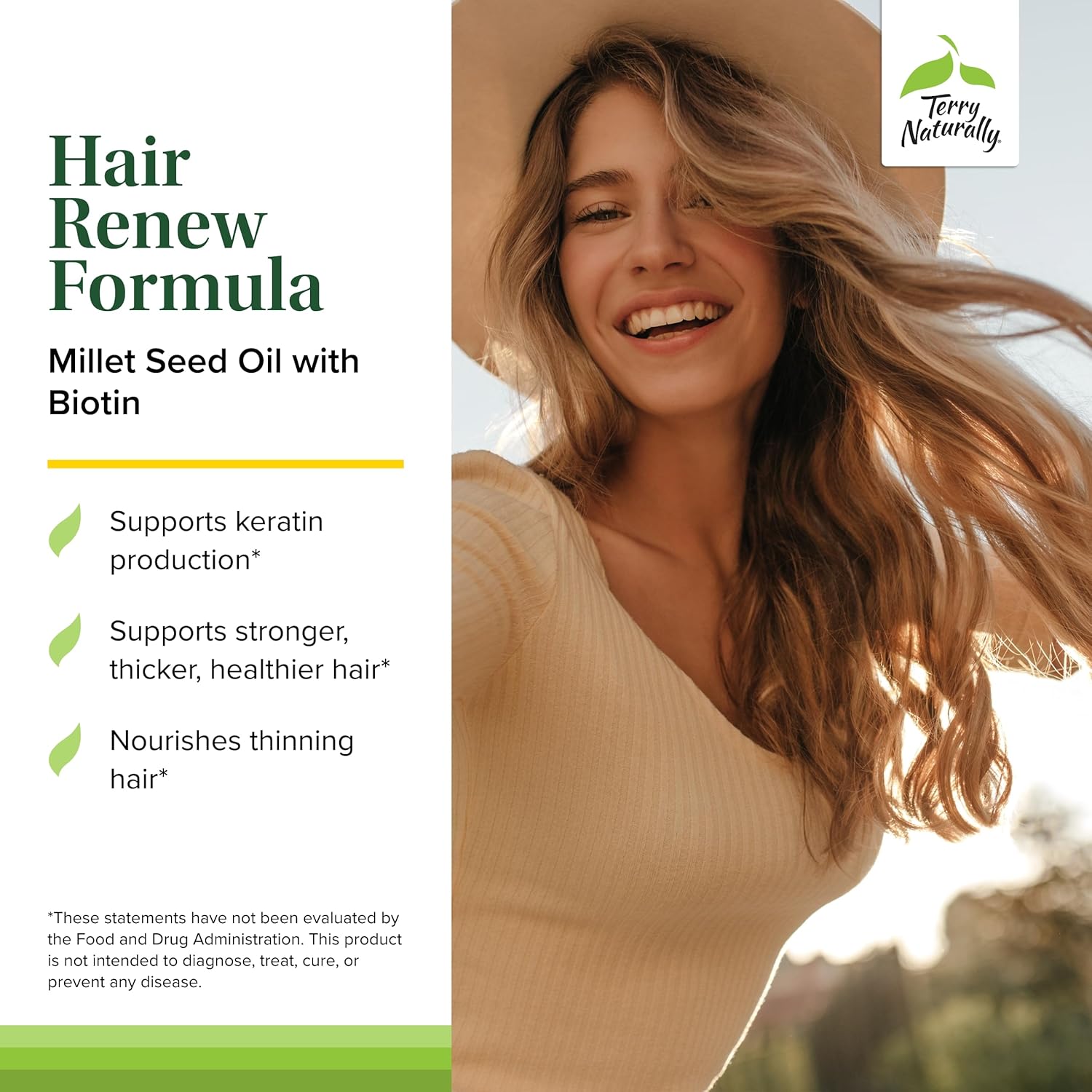 Hair Renew Formula: Hair Growth Support Supplement with Horsetail, Biotin, Folic Acid, and Millet Seed Oil - 60 Softgels