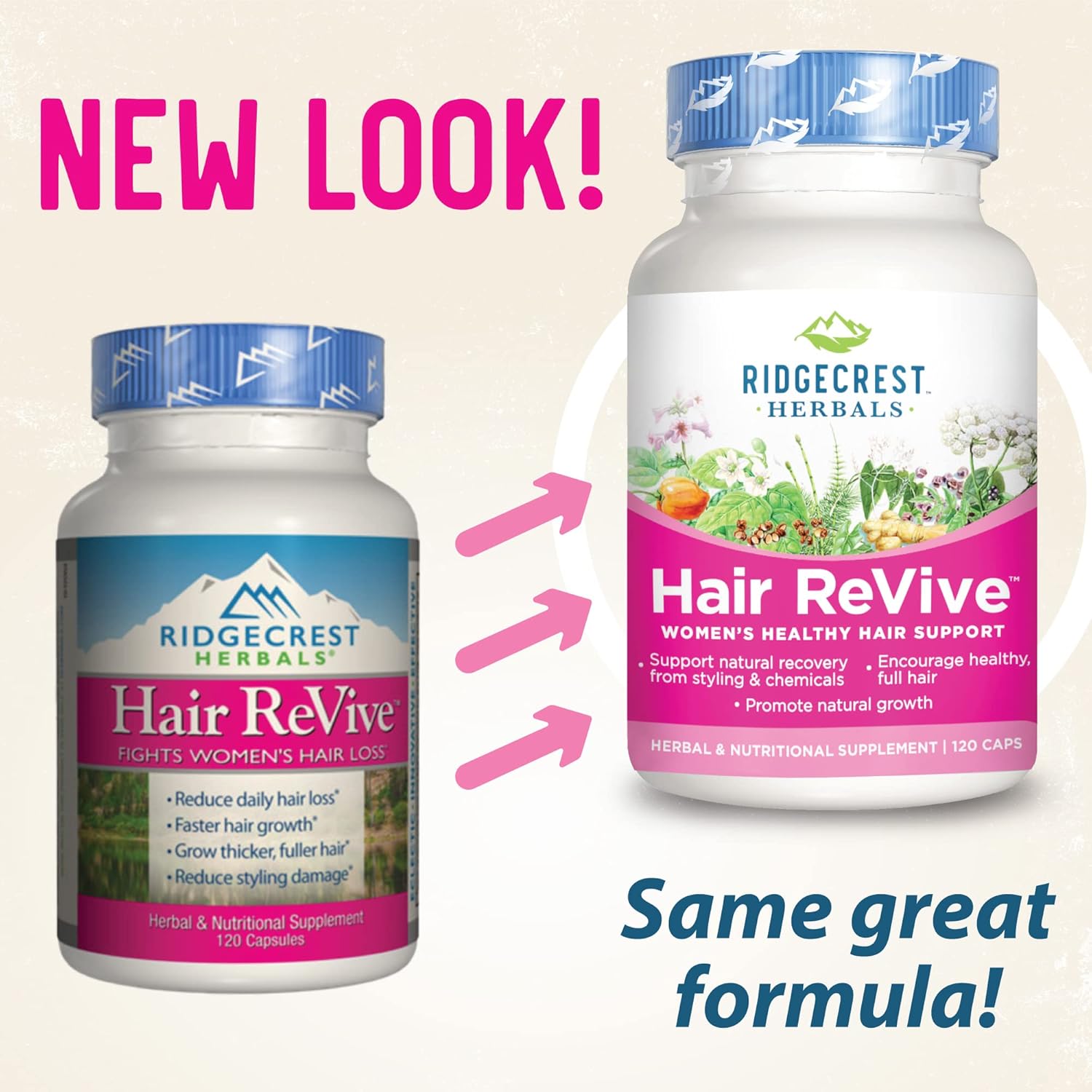 Hair ReVive Nutritional Supplement for Women - Vitamin C, Biotin, Zinc, Copper - Promotes Healthy Hair, Skin, Nails - 120 Capsules