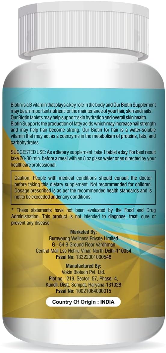 Hair, Skin, and Nail Supplement with 30mcg Biotin - 90 Tablets for Hair Growth and Strong Nails