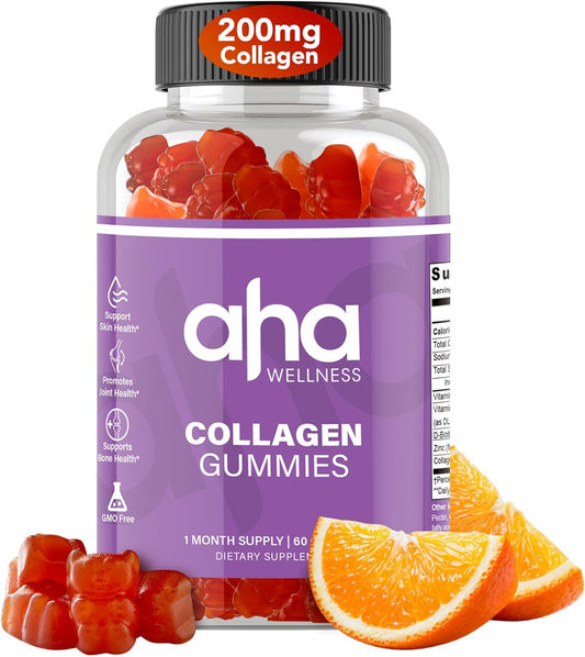 Hair, Skin, and Nails Collagen Support Gummies with Vitamin C, E, and Zinc - 200mg Collagen Peptides - Non-GMO - 30 Servings