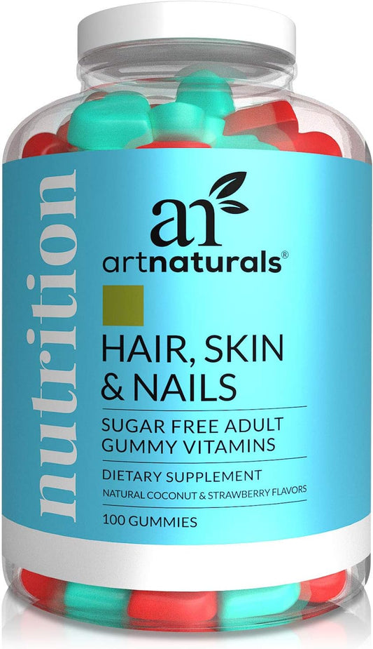 Hair Skin and Nails Gummies with 5,000mcg Biotin - Gummy DHT Blocker for Hair Growth, Loss, and Regrowth - Thinning Hair Pills for Men and Women - 100 Gummies