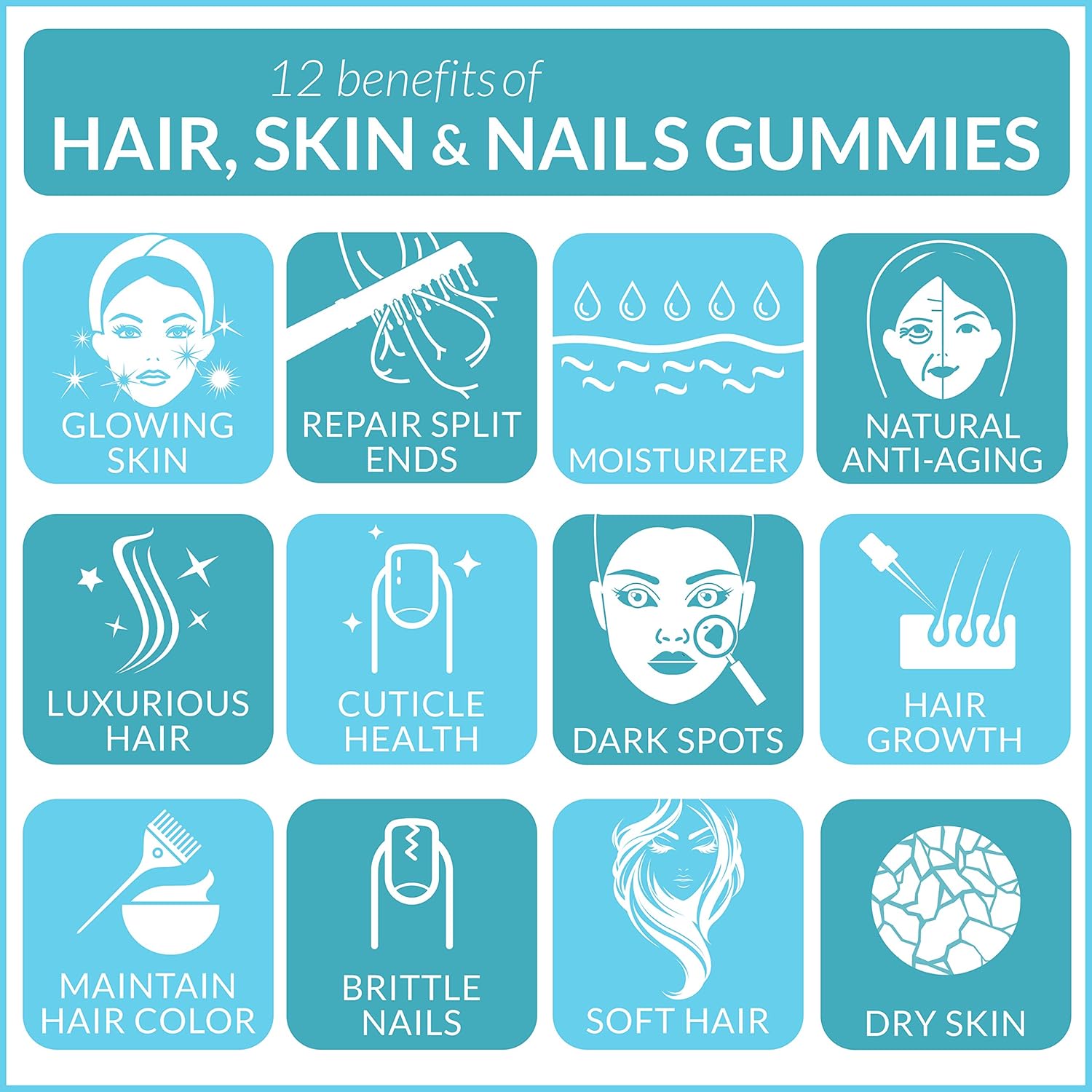 Hair Skin and Nails Gummies with 5,000mcg Biotin - Gummy DHT Blocker for Hair Growth, Loss, and Regrowth - Thinning Hair Pills for Men and Women - 100 Gummies