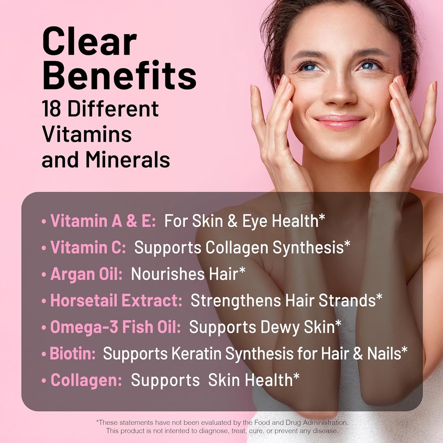Hair Skin and Nails Supplement for Women - Biotin 5000mcg with Hyaluronic Acid, Collagen, Vitamin C, B Complex, D3, A, E, Iron - Non-GMO, Gluten Free - 150 Softgels for 50 Days