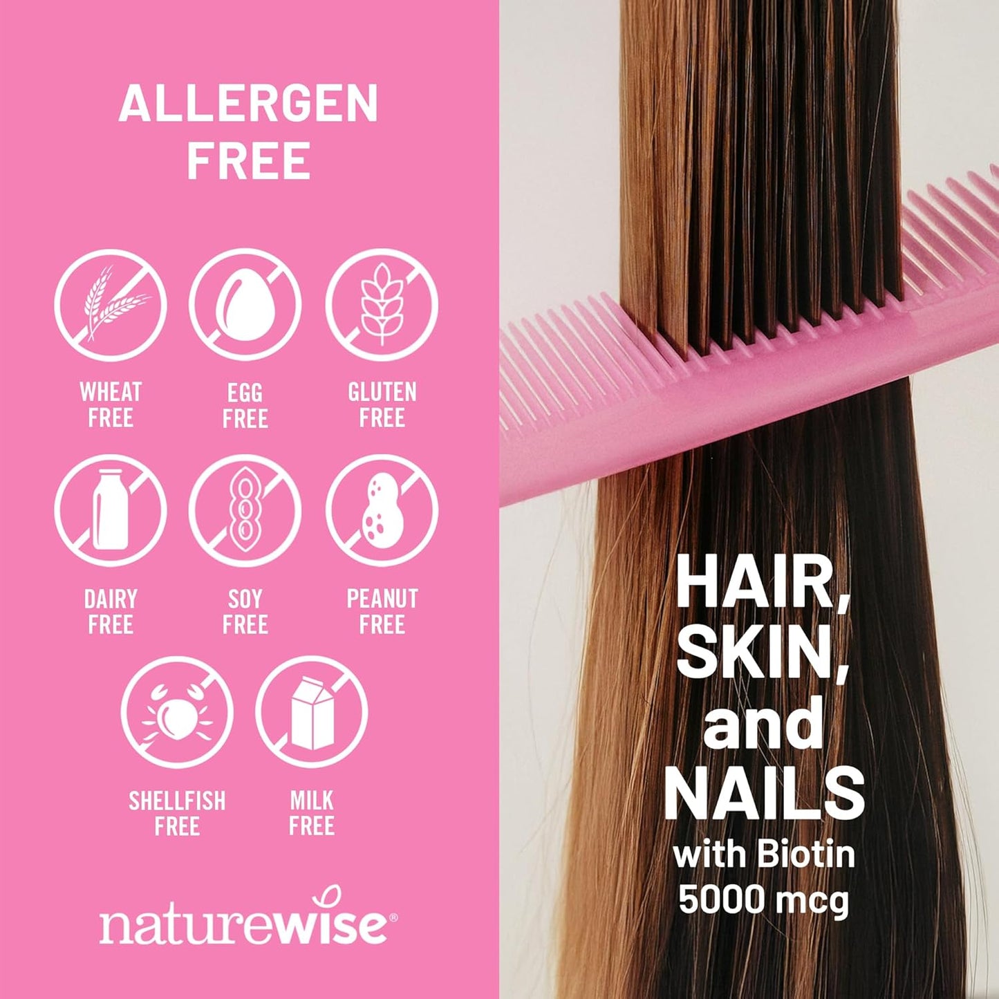 Hair Skin and Nails Supplement for Women - Biotin 5000mcg with Hyaluronic Acid, Collagen, Vitamin C, B Complex, D3, A, E, Iron - Non-GMO, Gluten Free - 150 Softgels for 50 Days