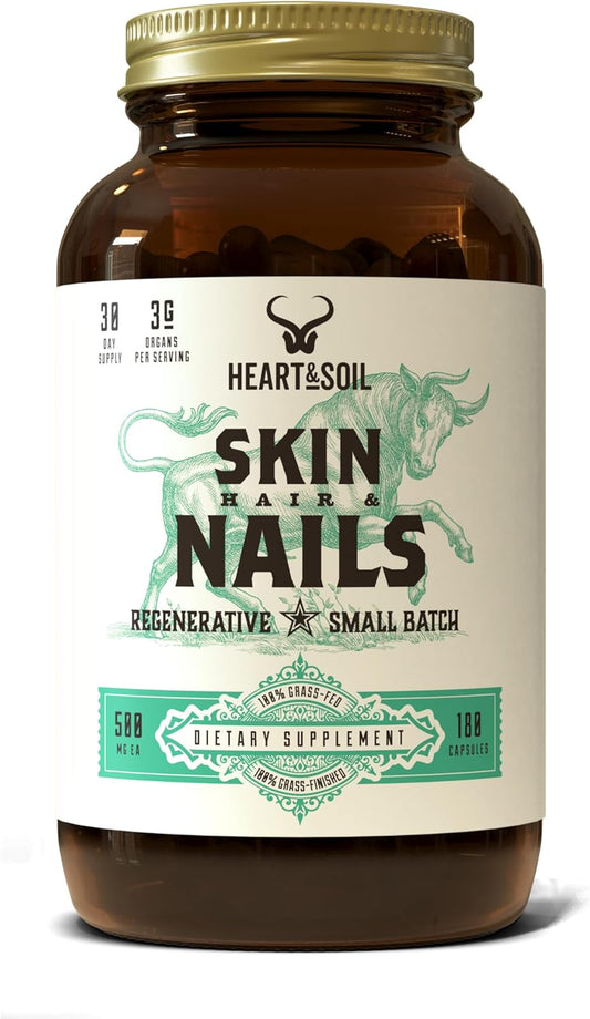 Hair, Skin, and Nails Supplement with Biotin, Collagen, Vitamins A & E - 180 Capsules