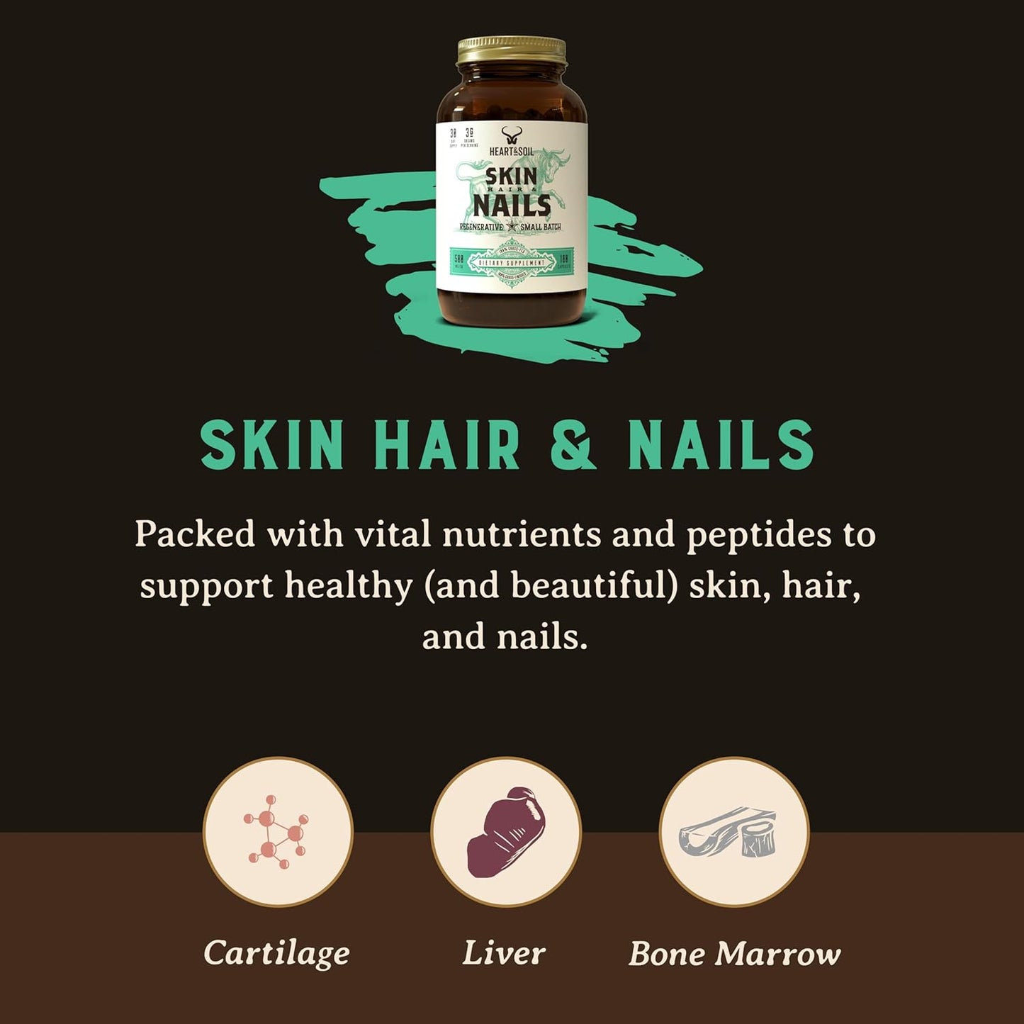 Hair, Skin, and Nails Supplement with Biotin, Collagen, Vitamins A & E - 180 Capsules