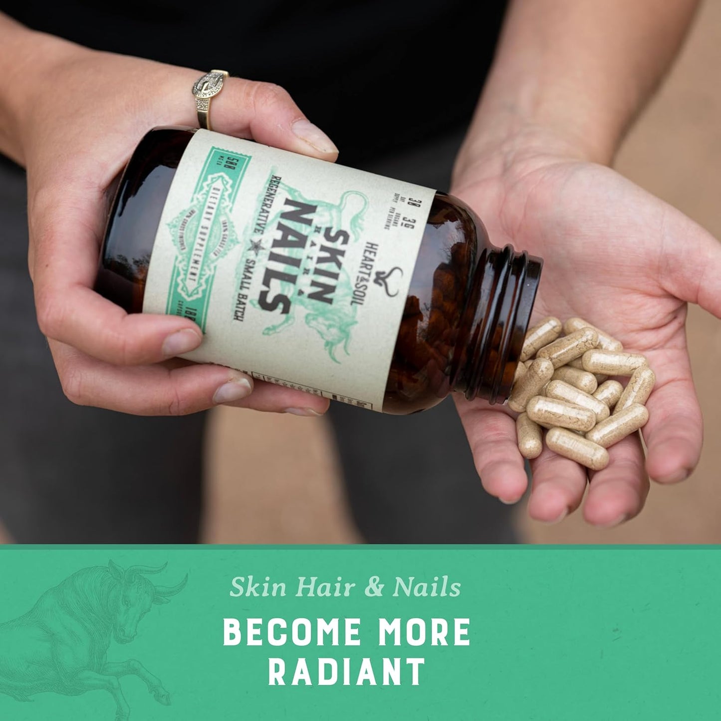 Hair, Skin, and Nails Supplement with Biotin, Collagen, Vitamins A & E - 180 Capsules