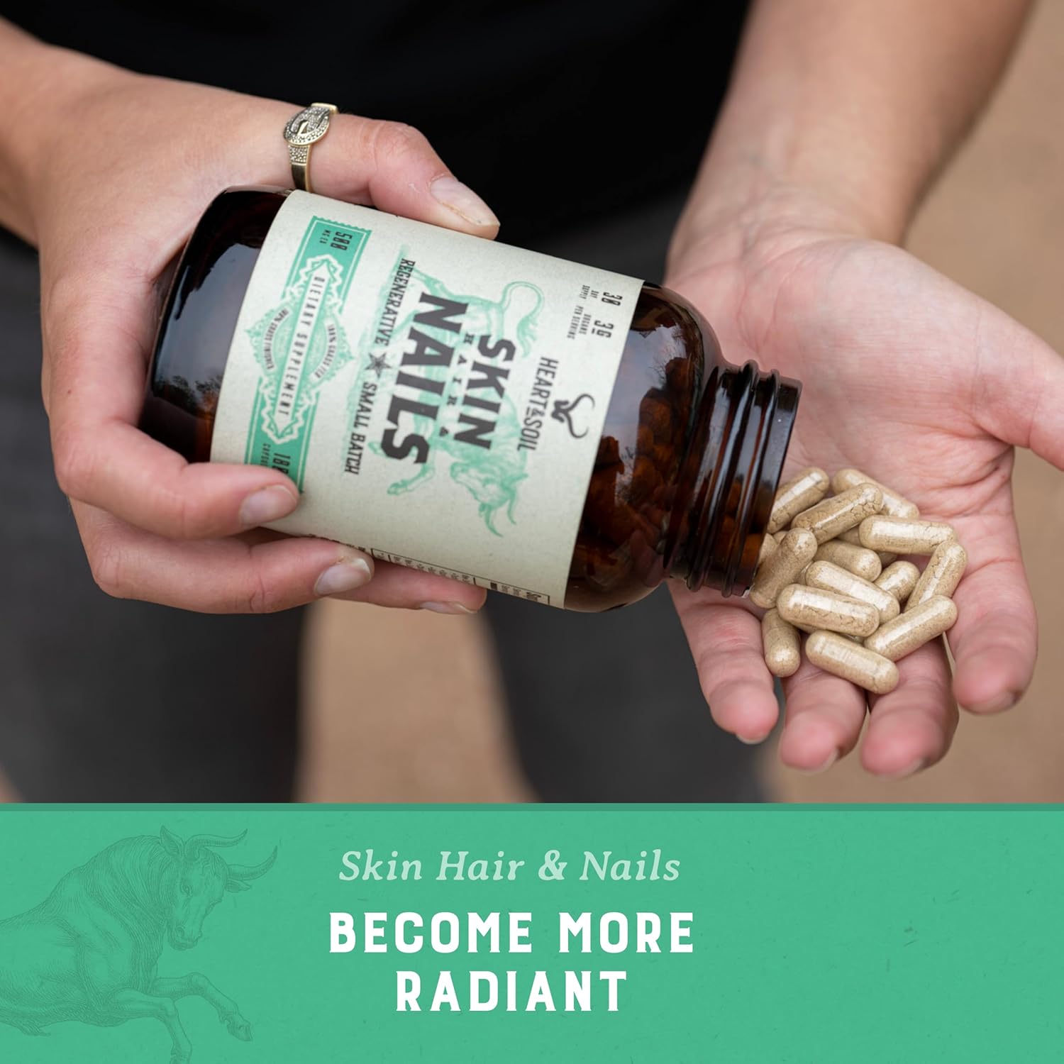 Hair, Skin, and Nails Supplement with Biotin, Collagen, Vitamins A & E - 180 Capsules
