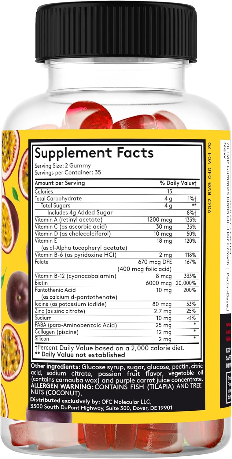 Hair, Skin, and Nails Vitamins Gummy for Women with Biotin, Collagen, and Multivitamins - 70 Gummies for Hair Growth and Health