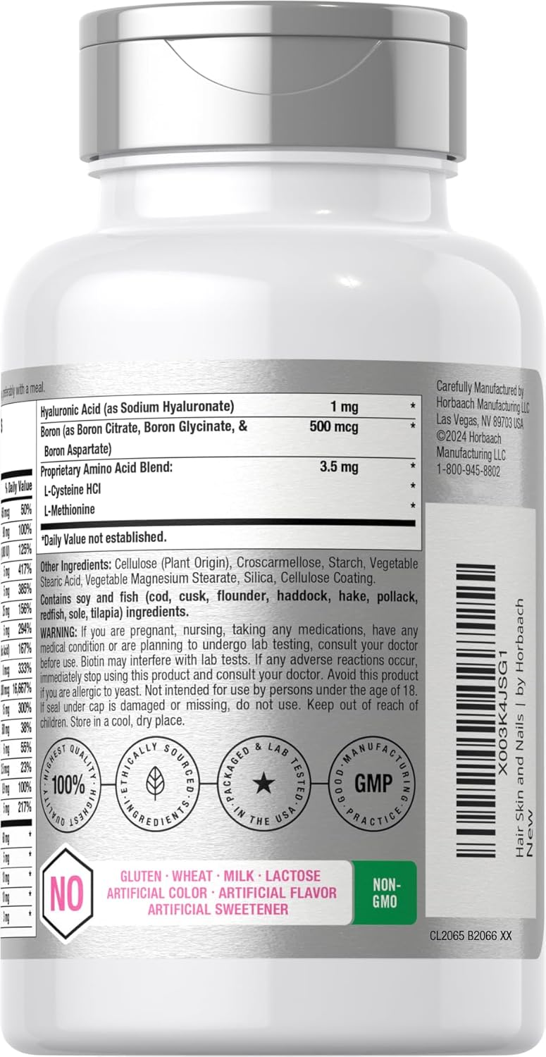 Hair Skin and Nails Vitamins with Biotin and Collagen - 150 Caplets for Women and Men - Non-GMO, Gluten Free Supplement