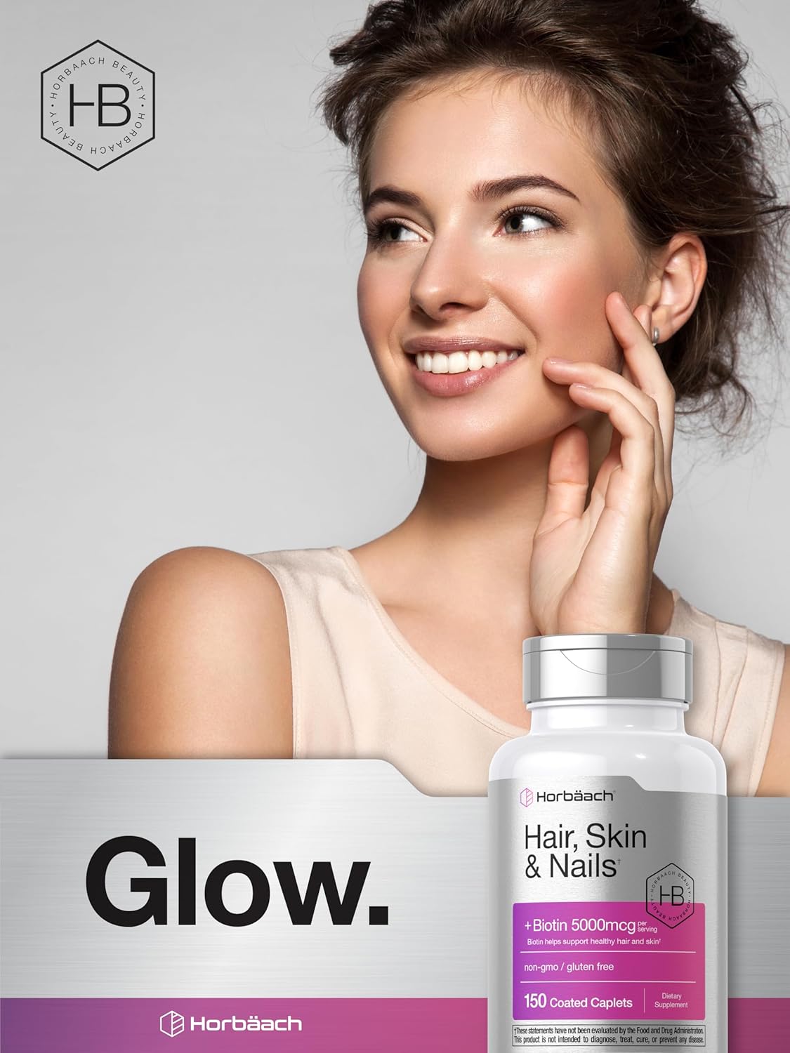 Hair Skin and Nails Vitamins with Biotin and Collagen - 150 Caplets for Women and Men - Non-GMO, Gluten Free Supplement