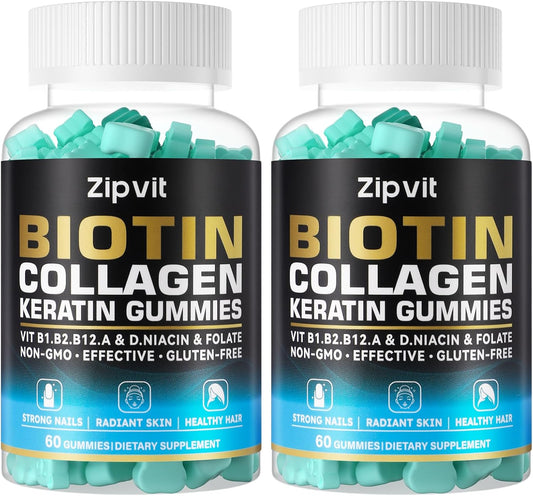 Hair, Skin, and Nails Vitamins with Biotin & Collagen - Hair Growth Supplement for Men & Women - 120 Gummy Bears