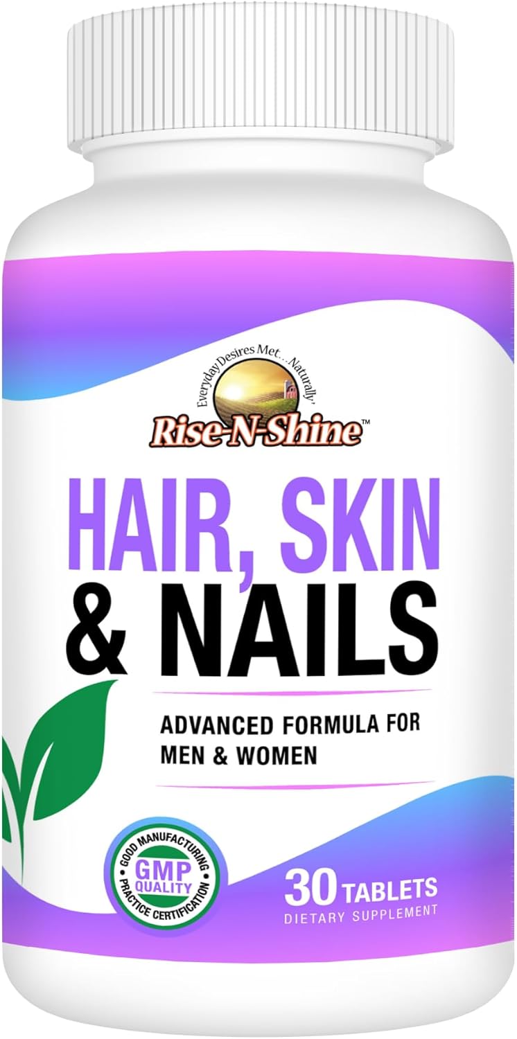 Hair, Skin & Nails Daily Supplement with Biotin & Collagen - Supports Clear Skin, Long Nails & Thick Hair - 30 Day Supply