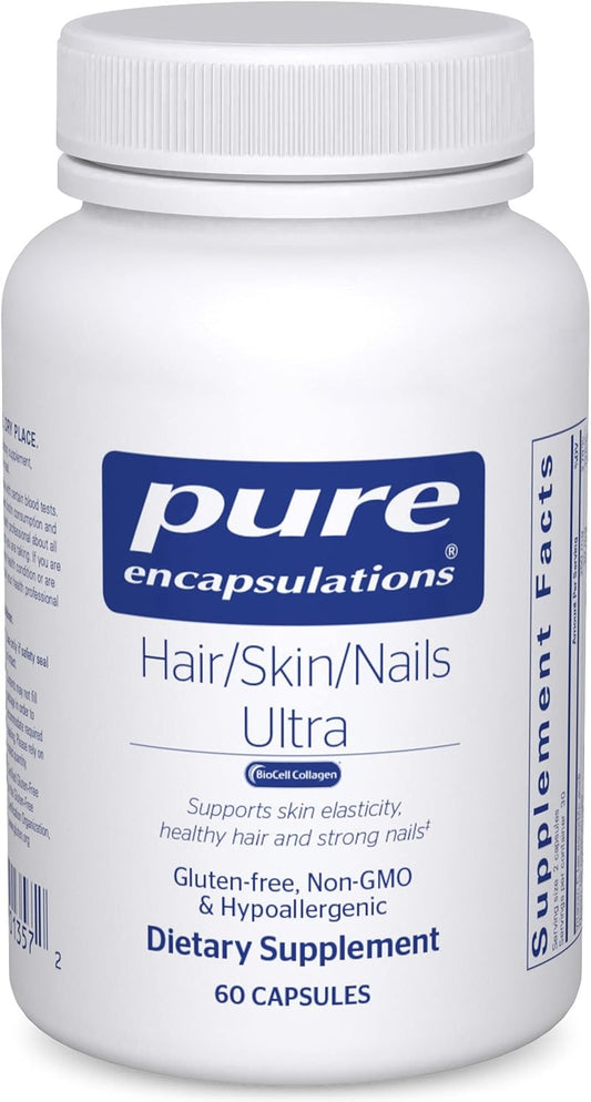 Hair Skin Nails Ultra Supplement with Biotin and Vitamin C - Collagen, Anti Aging, Keratin, Antioxidants, Skin Hydration - 60 Capsules