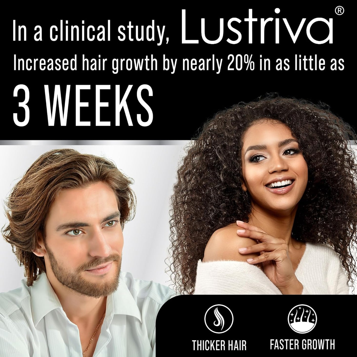 Hair Thickness Maximizer Lustriva + Biotin 10000mcg - Clinically Proven Hair Growth & Skin Vitamins with Enhanced Biotin Solubility - Women & Men's Supplement