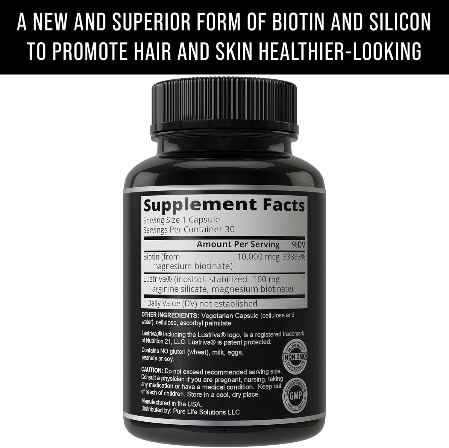 Hair Thickness Maximizer Lustriva + Biotin 10000mcg - Clinically Proven Hair Growth & Skin Vitamins with Enhanced Biotin Solubility - Women & Men's Supplement