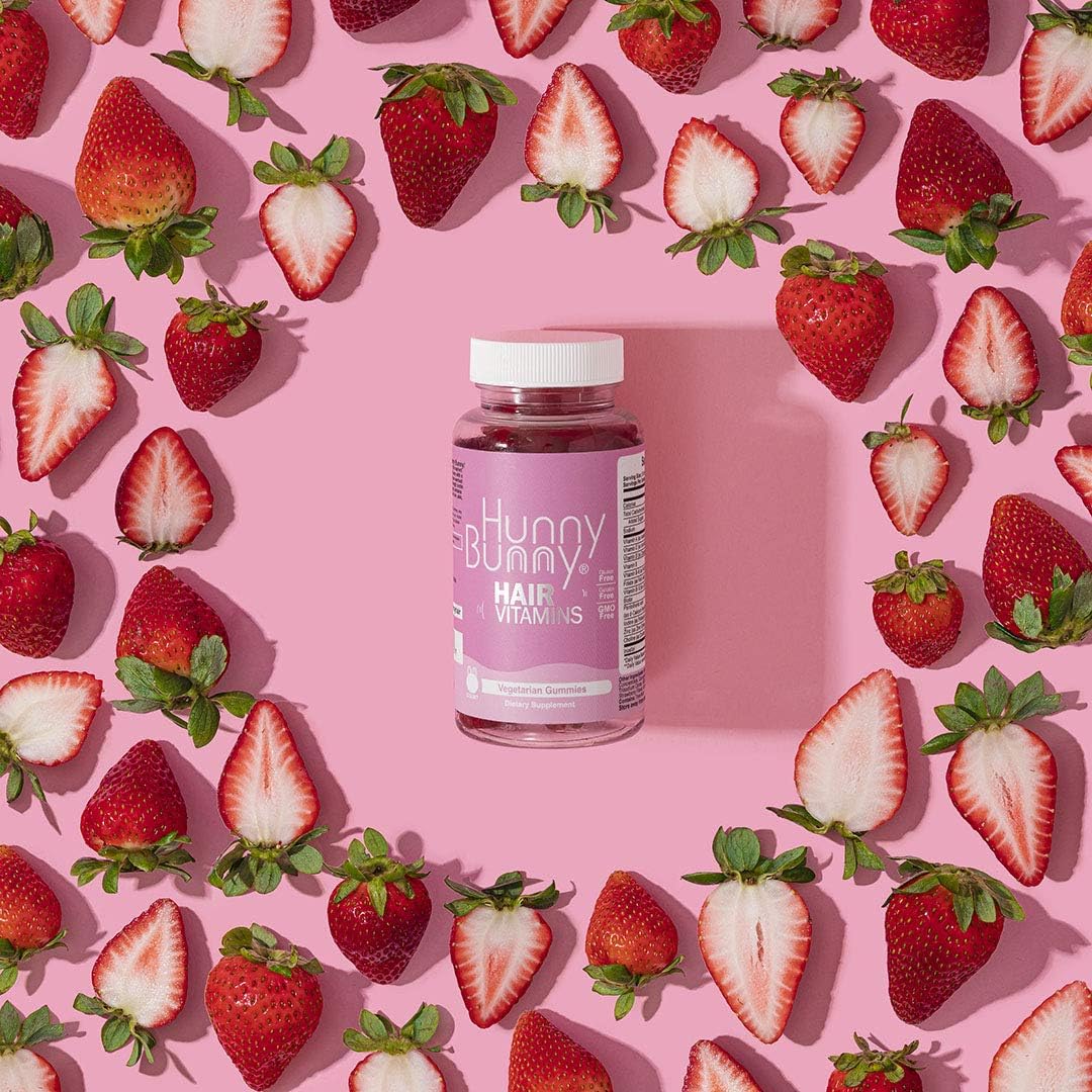 Hair Vitamin Biotin Gummies with Vitamin A, C, D, E, B6 for Hair Growth, Skin, Nails - Non GMO, Gluten Free - 60 Gummies