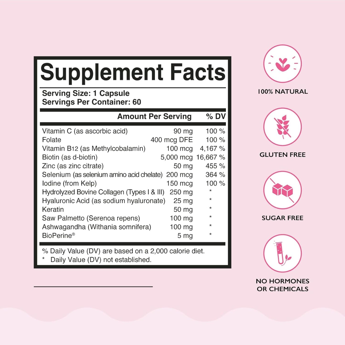 Hair-X Advanced Hair Strengthening Supplements for Women - Visibly Thicker Hair Growth with Vitamin C, B12 - Non-GMO 60 Count - 100% Natural USA Made