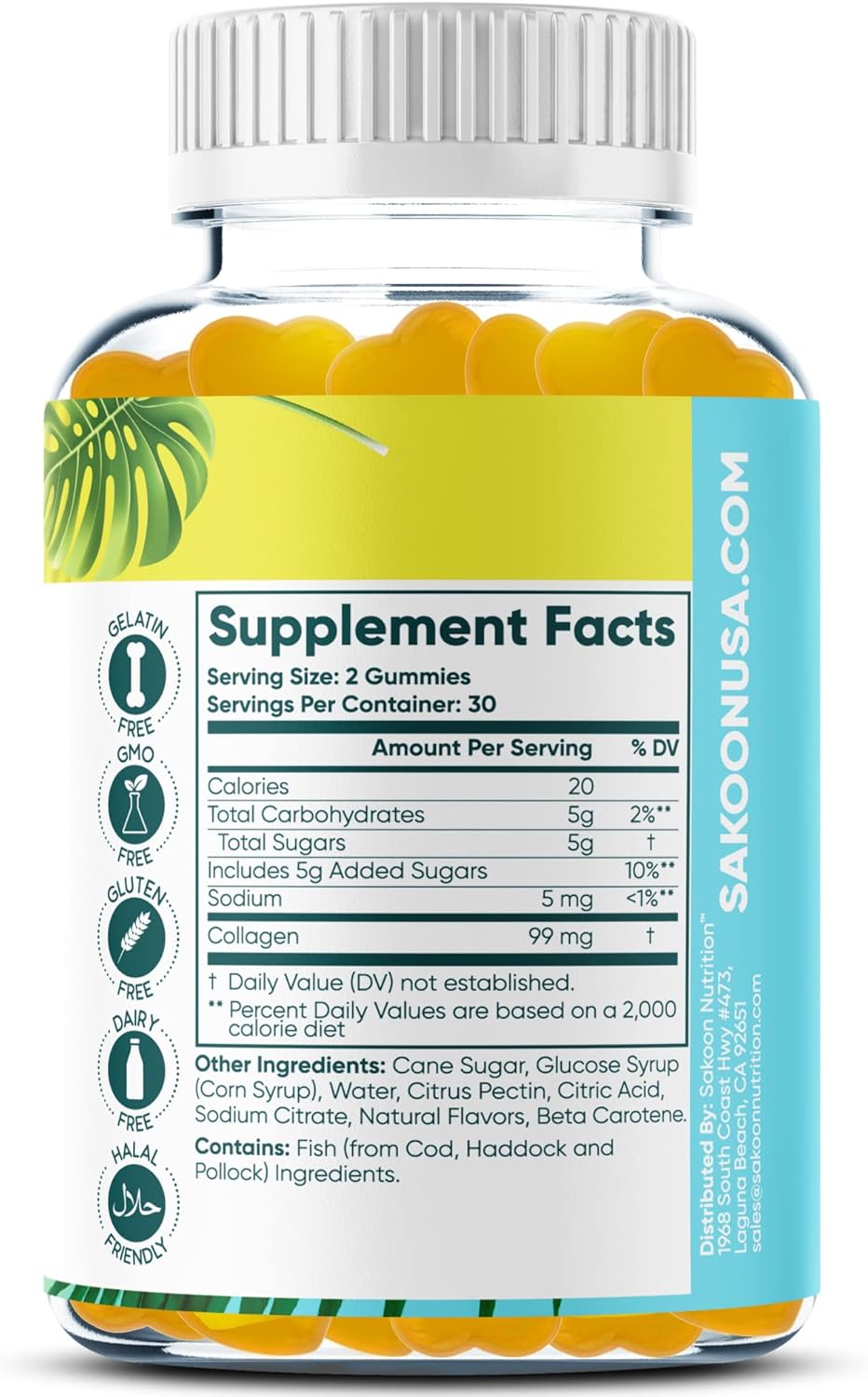 Halal Collagen Gummies for Anti-Aging, Hair Growth, Skin Care & Nails - Non-GMO Protein Supplements for Women and Men - USA-Made