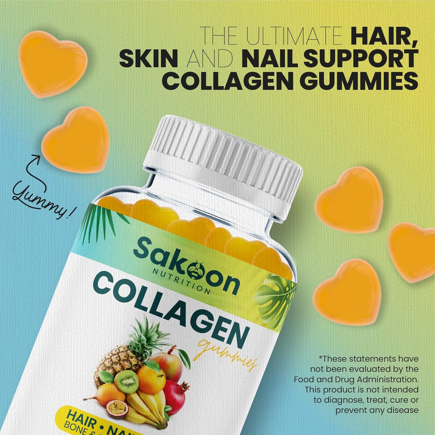 Halal Collagen Gummies for Anti-Aging, Hair Growth, Skin Care & Nails - Non-GMO Protein Supplements for Women and Men - USA-Made