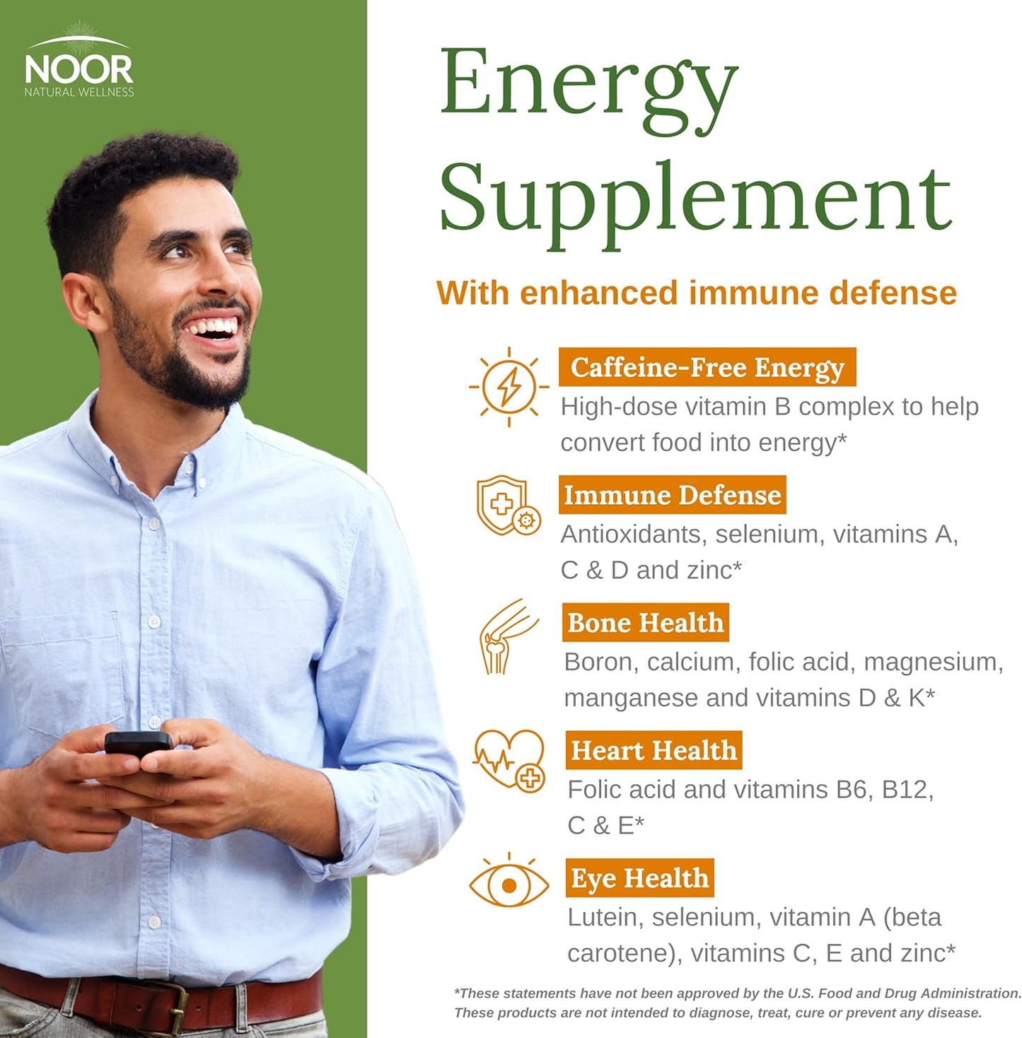 Halal Energy+ Multivitamin with 26 Vitamins & Minerals, Black Seed, Dates, Honey - Gelatin Free, Men & Women, 2 Month Supply
