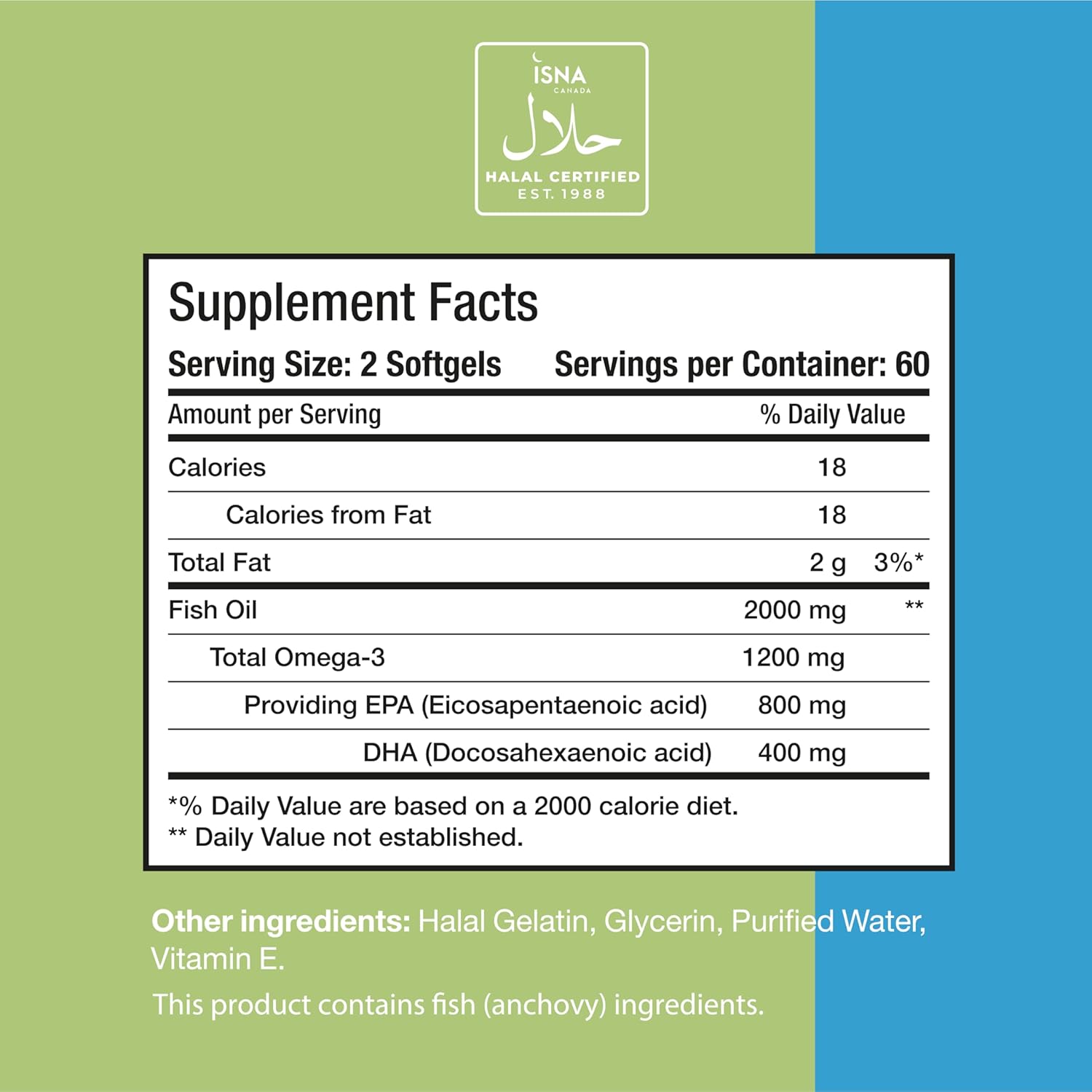 Halal Fish Oil Capsules with Ultra Omega 3 for Heart, Brain & Joint Support - Non-GMO & Gluten Free (120 Count)