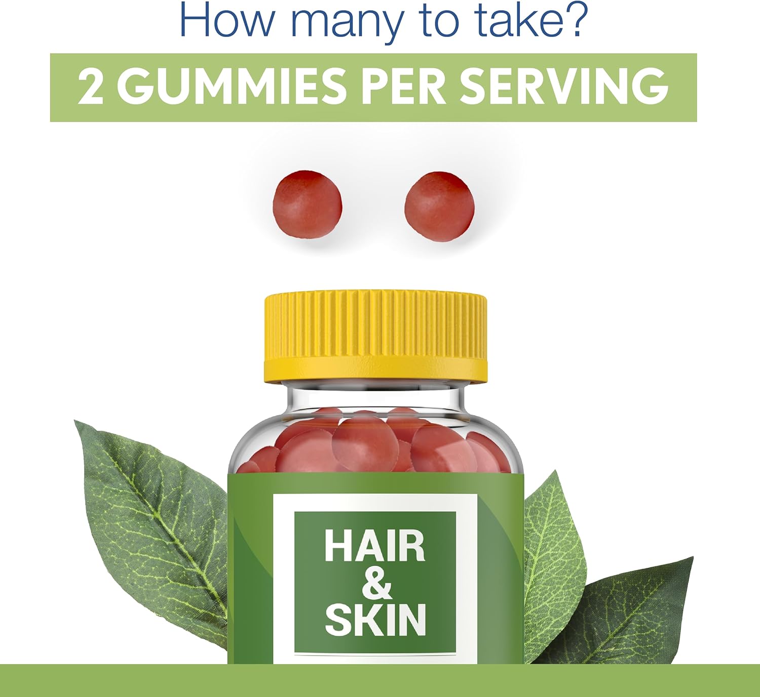 Halal Hair Vitamins with Biotin, Collagen, Silica, Vitamin C & E for Hair, Skin & Nails - Natural Strawberry Gummy (90 Count)