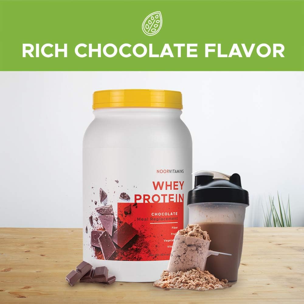 Halal Pure Whey Protein Powder with Superfoods & Vitamins - Chocolate Flavor, Preservative, GMO & Gluten Free - Supports Muscle Recovery & Suppresses Hunger - 30 Servings, 2lbs