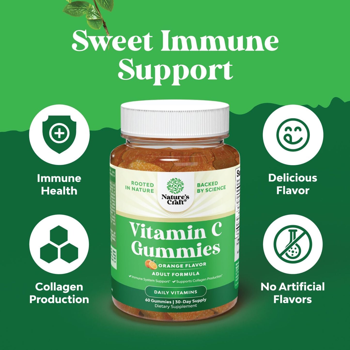 Halal Vitamin C Immune Support Gummies with Reduced Glutathione and Glutamic Acid Supplement Bundle for Adults