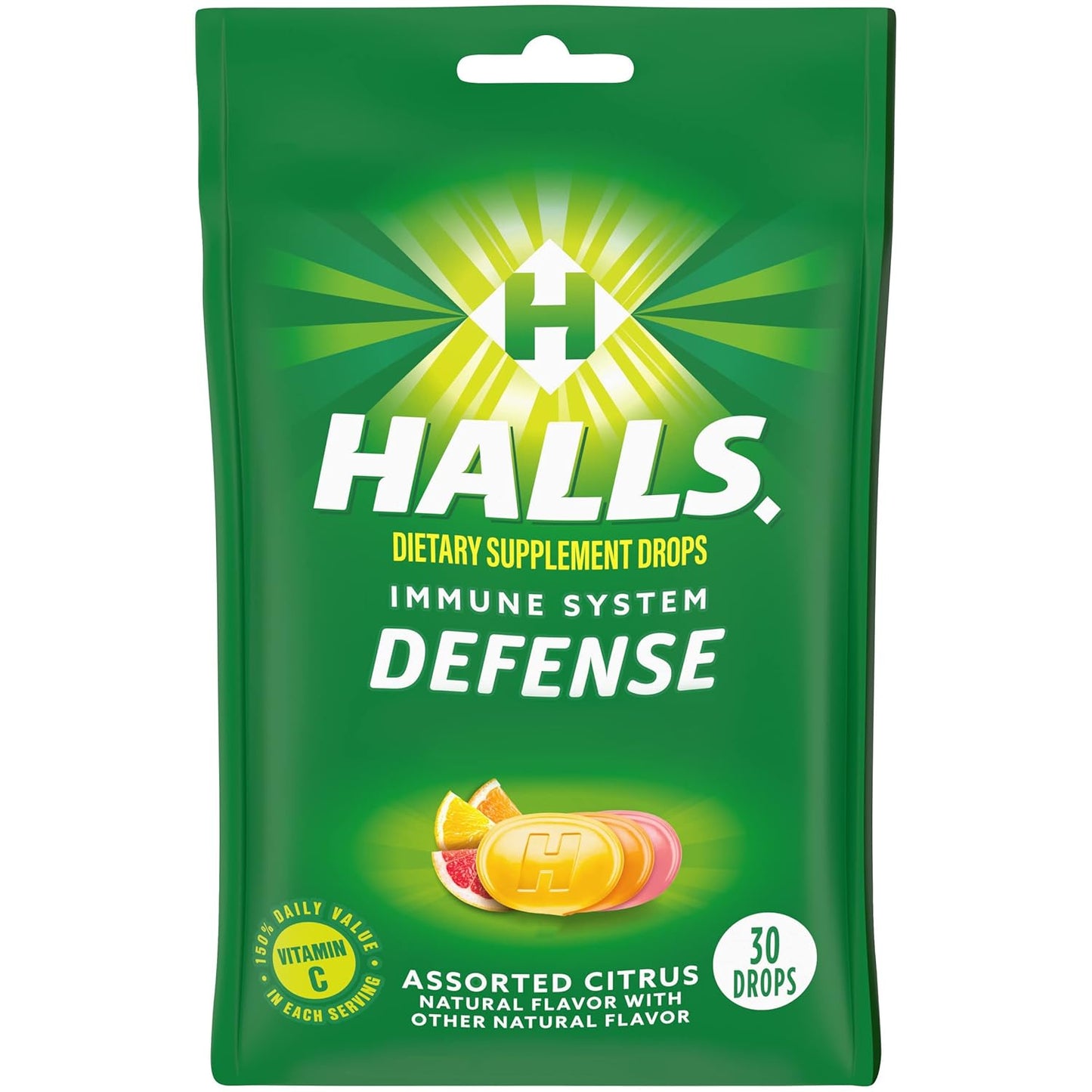 HALLS Defense Assorted Citrus Vitamin C Drops - 30 Count Dietary Supplement Drops