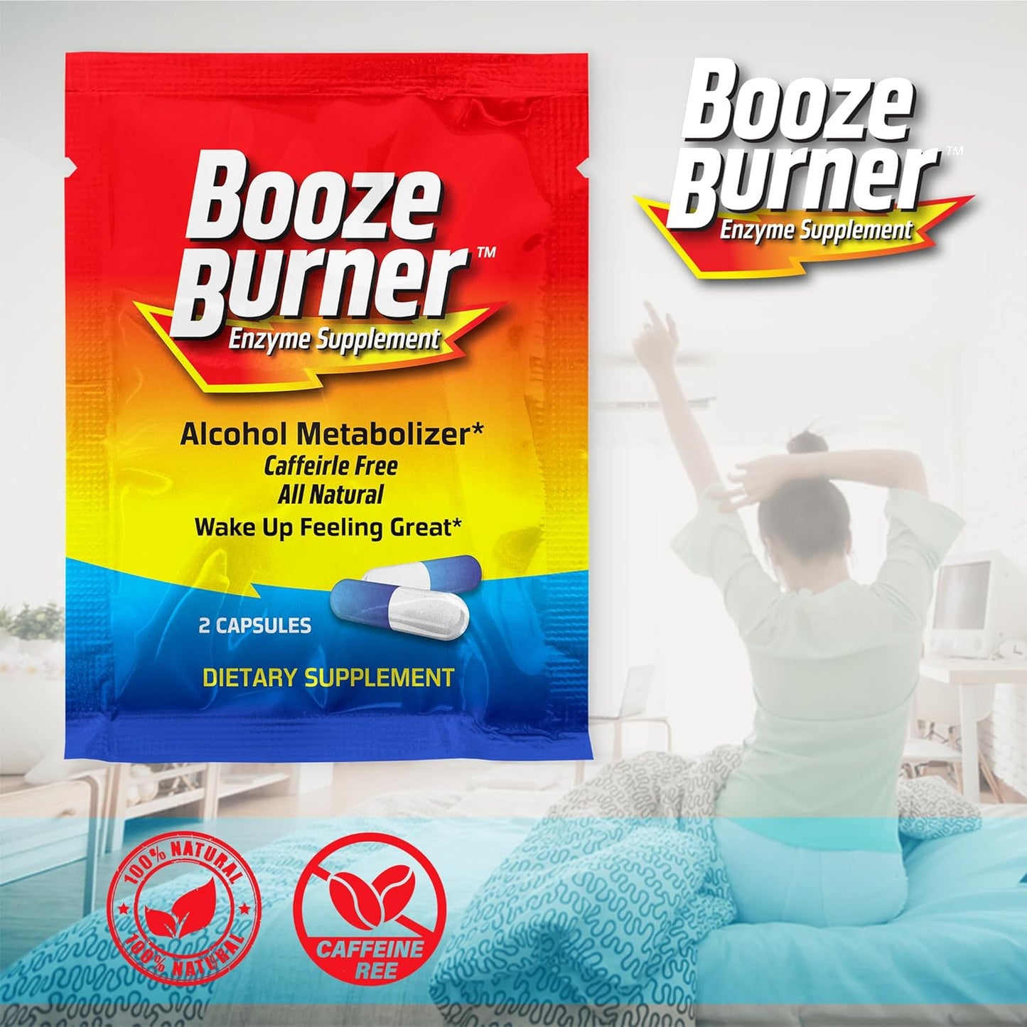 Hangover Prevention Supplement | Booze Burner | Electrolytes for Hydration | 1 Pack | Pre-Party Support | Reduce Hangover Effects | Take Before Drinking