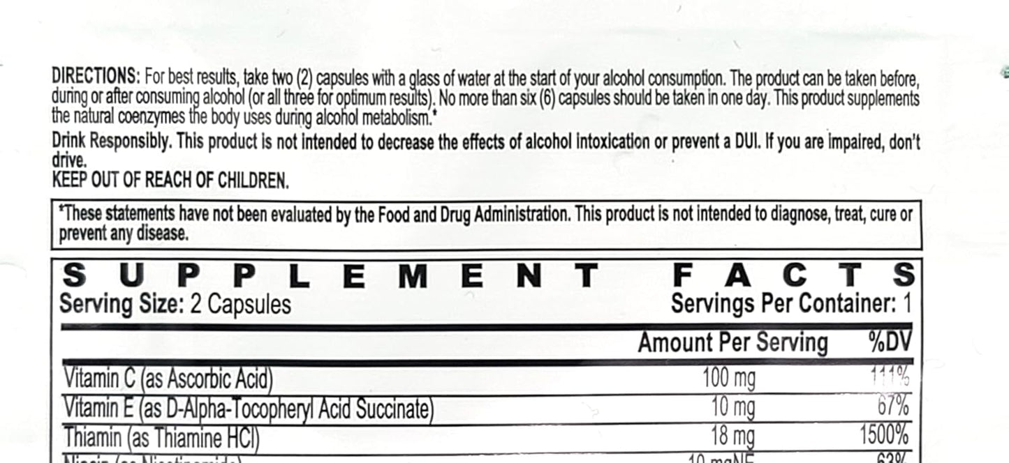 Hangover Prevention Supplement | Booze Burner | Electrolytes for Hydration | 1 Pack | Pre-Party Support | Reduce Hangover Effects | Take Before Drinking