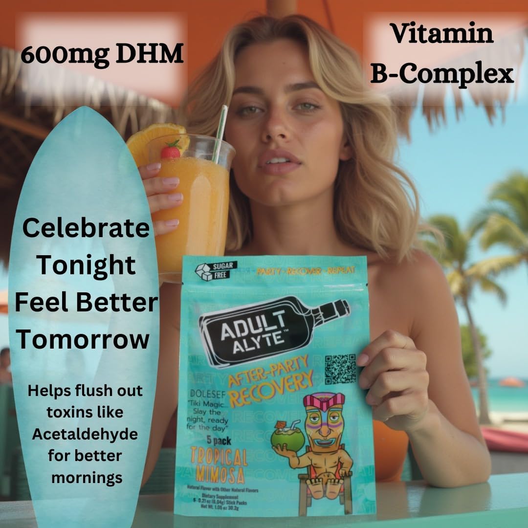 Hangover Relief Powder Drink Packets with DHM, B Vitamins, and Antioxidants for Better Mornings