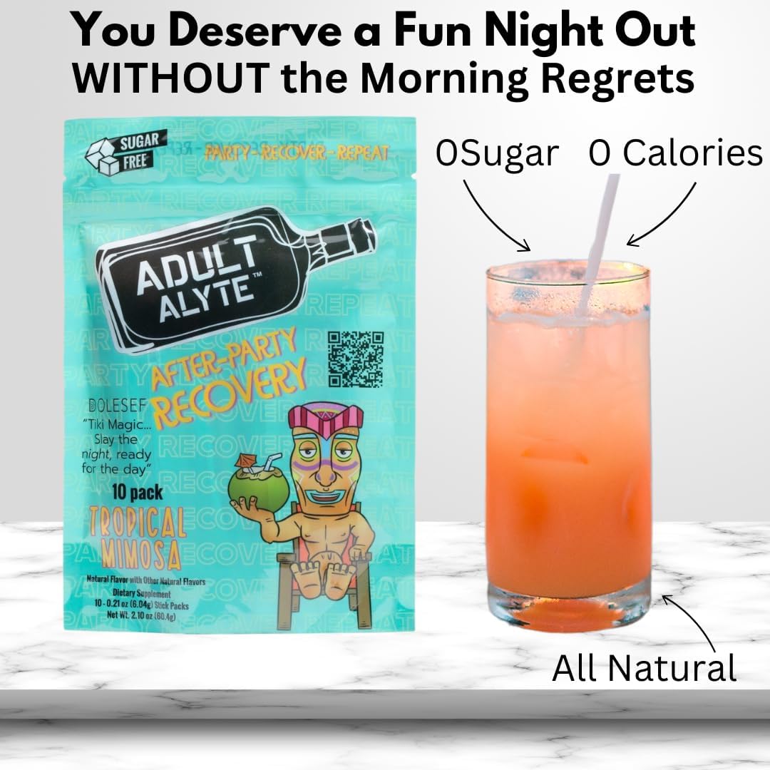 Hangover Relief Powder Drink Packets with DHM, B Vitamins, and Antioxidants for Better Mornings