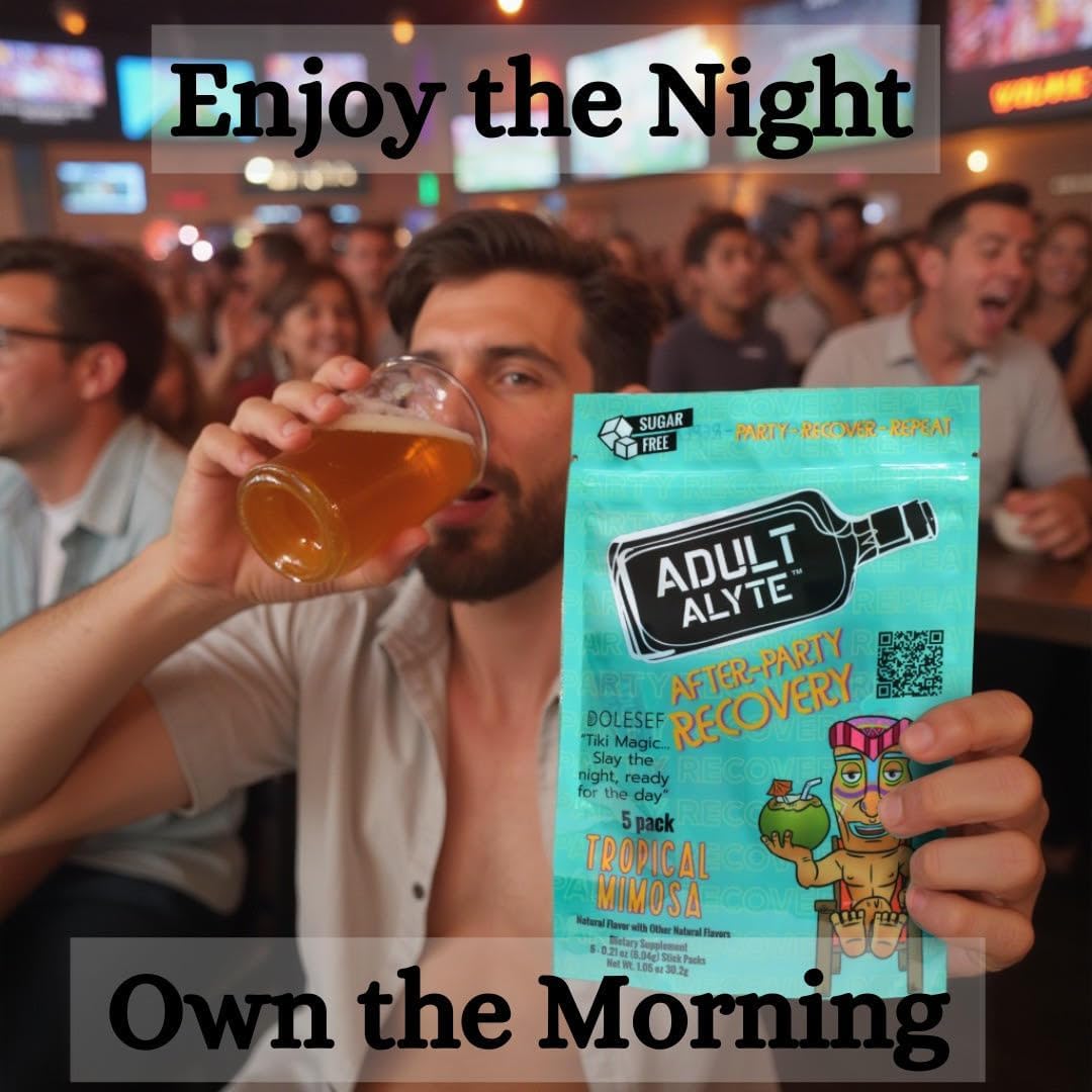 Hangover Relief Powder Drink Packets with DHM, B Vitamins, and Antioxidants for Better Mornings