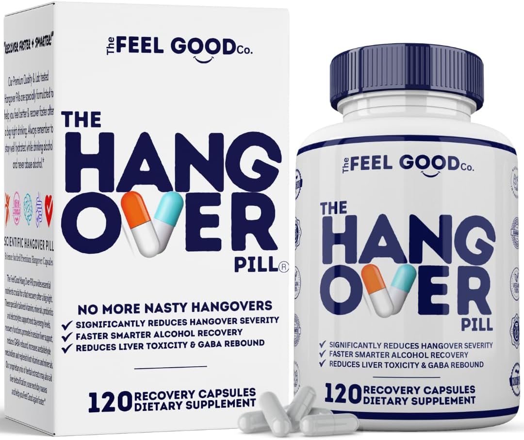 Hangover Relief Supplements for Men and Women - Electrolytes, Minerals, Vitamin B6, B9, B12 - Fight Nausea and Boost Energy - 20 Drinking Sessions