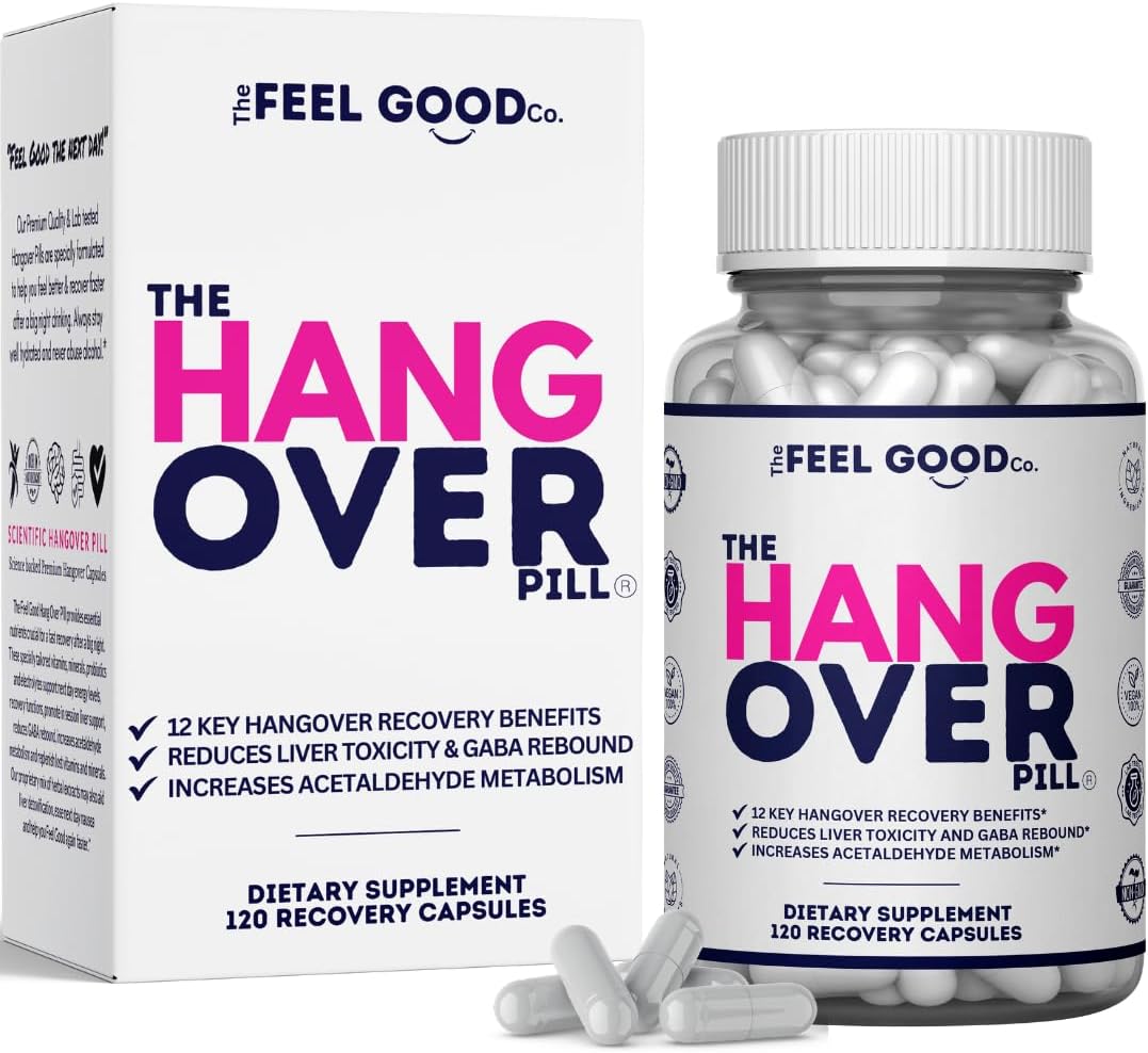 Hangover Relief Supplements for Men and Women - Electrolytes, Minerals, Vitamin B6, B9, B12 - Fight Nausea and Boost Energy - 20 Drinking Sessions