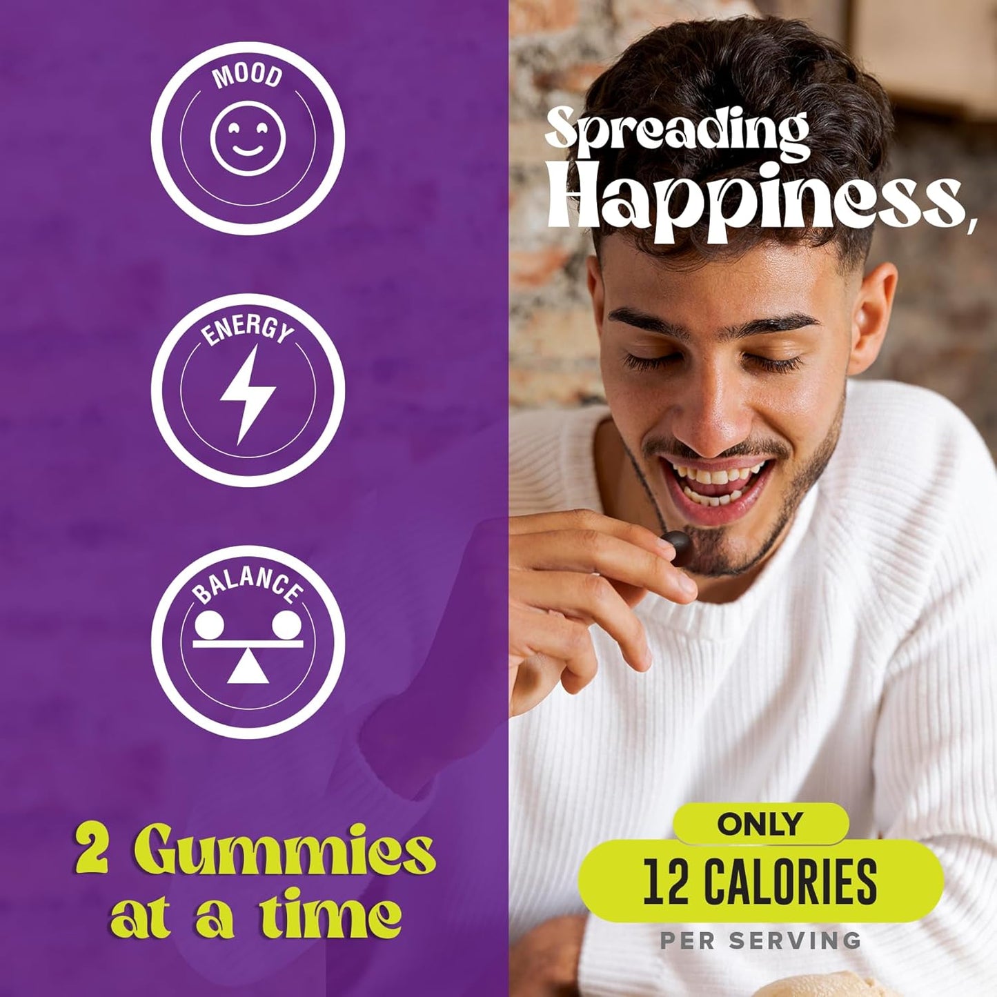 Happy Drops 1500mg Mushroom Gummies with Ashwagandha, Chaga, Saffron for Energy, Bliss, and Balance - 90 Gummies