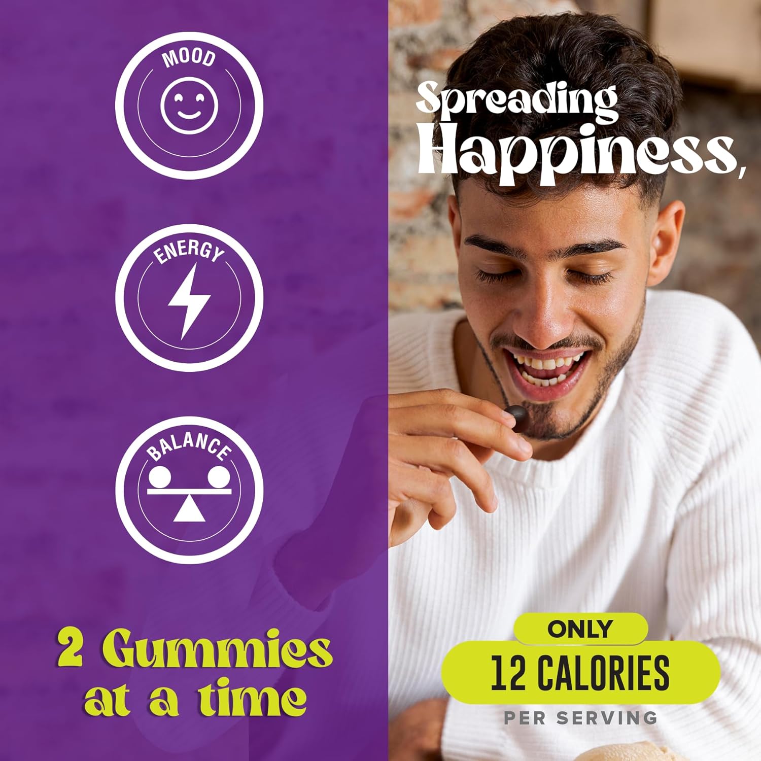 Happy Drops 1500mg Mushroom Gummies with Ashwagandha, Chaga, Saffron for Energy, Bliss, and Balance - 90 Gummies