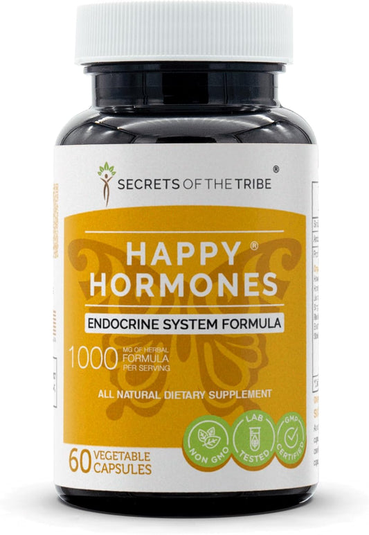 Happy Hormones Herbal Supplement - Endocrine System Support Formula by Secrets of the Tribe (60 Capsules)