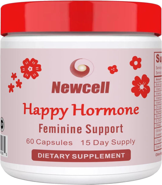 Happy Hormones & PCOS Support - Inositol Multivitamin with Myo-Inositol, Magnesium, D-Chiro Inositol, Omega 3, Vitamin D3, Zinc - 60 Capsules for Women's Health & Hormone Balance