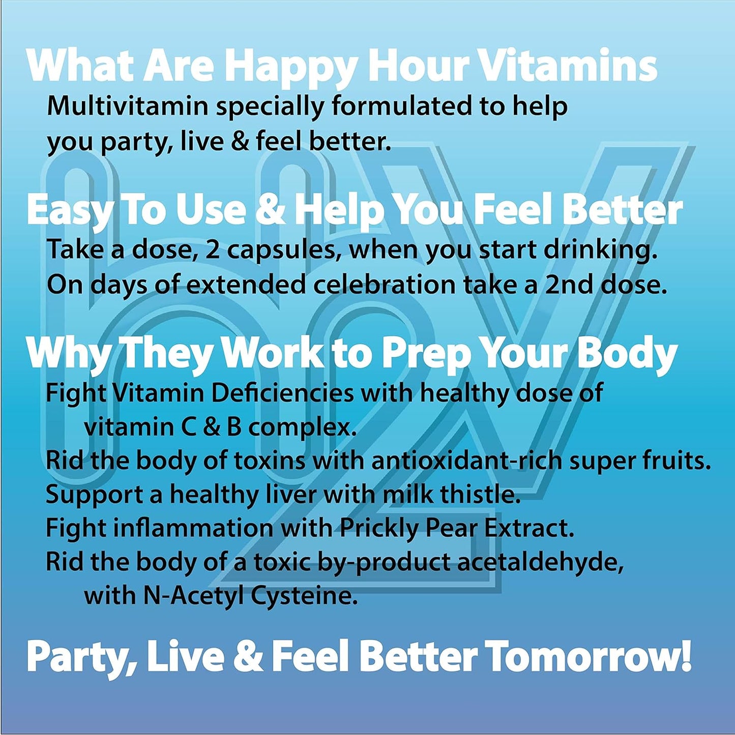 Happy Hour Vitamins: Multivitamin for Better Mornings with Milk Thistle, Prickly Pear Cactus, B & C Vitamins - 30 Servings