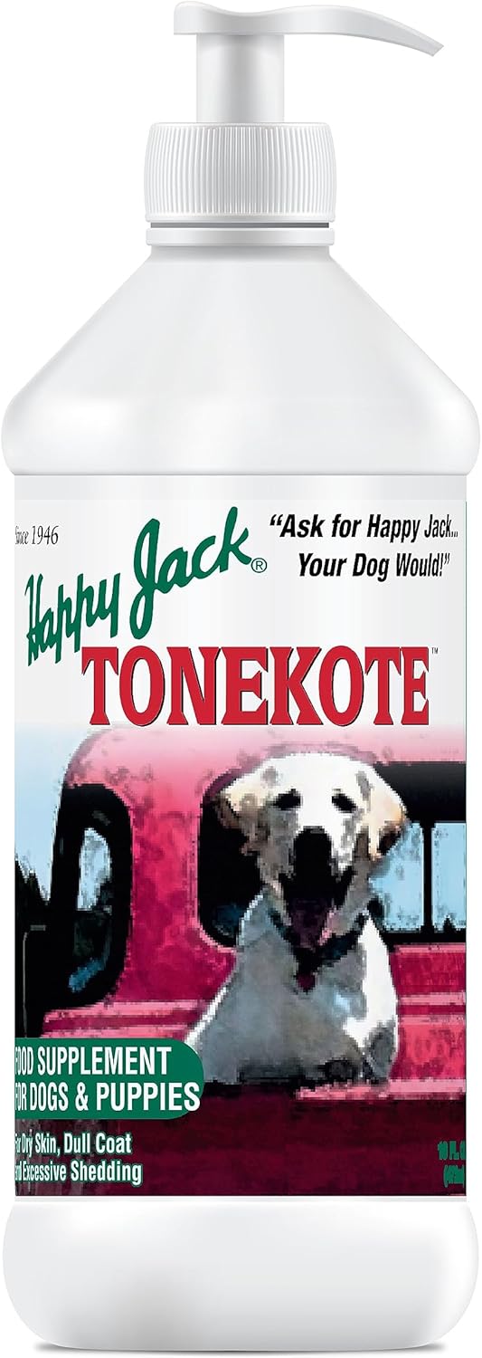 Happy Jack Tonekote Dog Skin & Coat Supplement, 16 oz - Oil with Essential Fatty Acids & Vitamins for Itch Relief, Hot Spots, Dull Coat, Dry Skin, Excessive Shedding